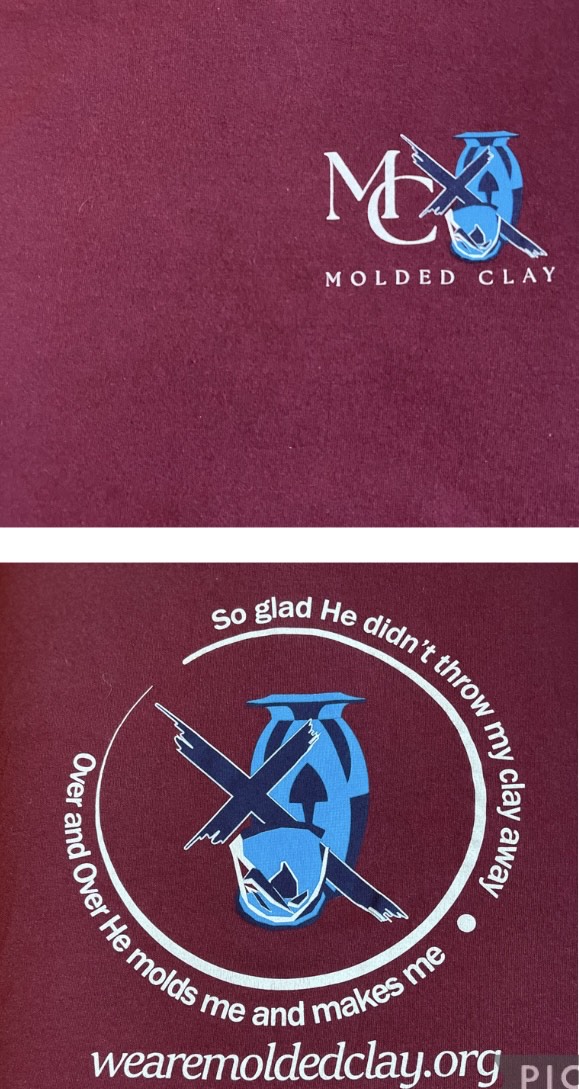 Molded Clay T-shirt front/back burg